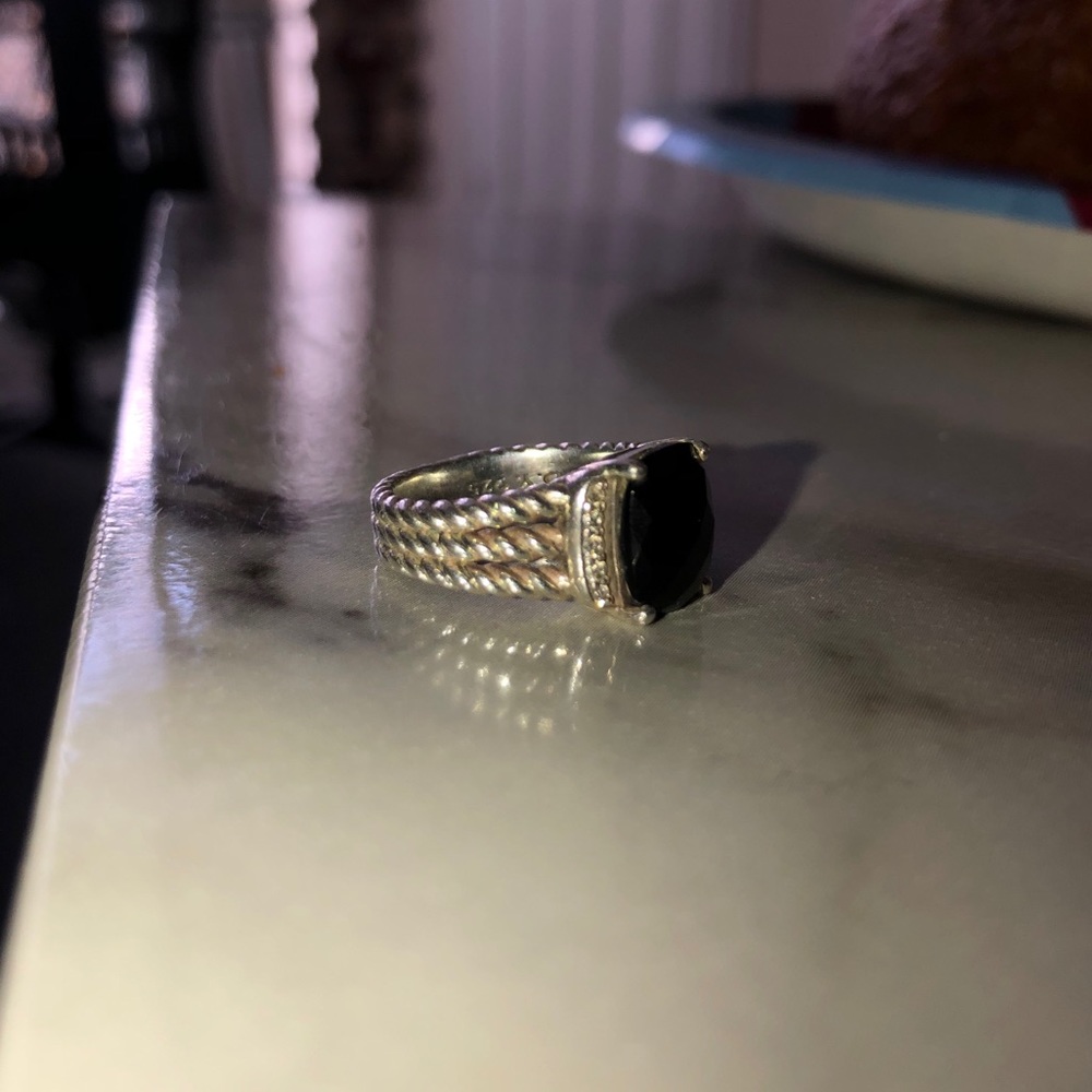 David Yurman Petite Wheaton Ring with Black Onyx